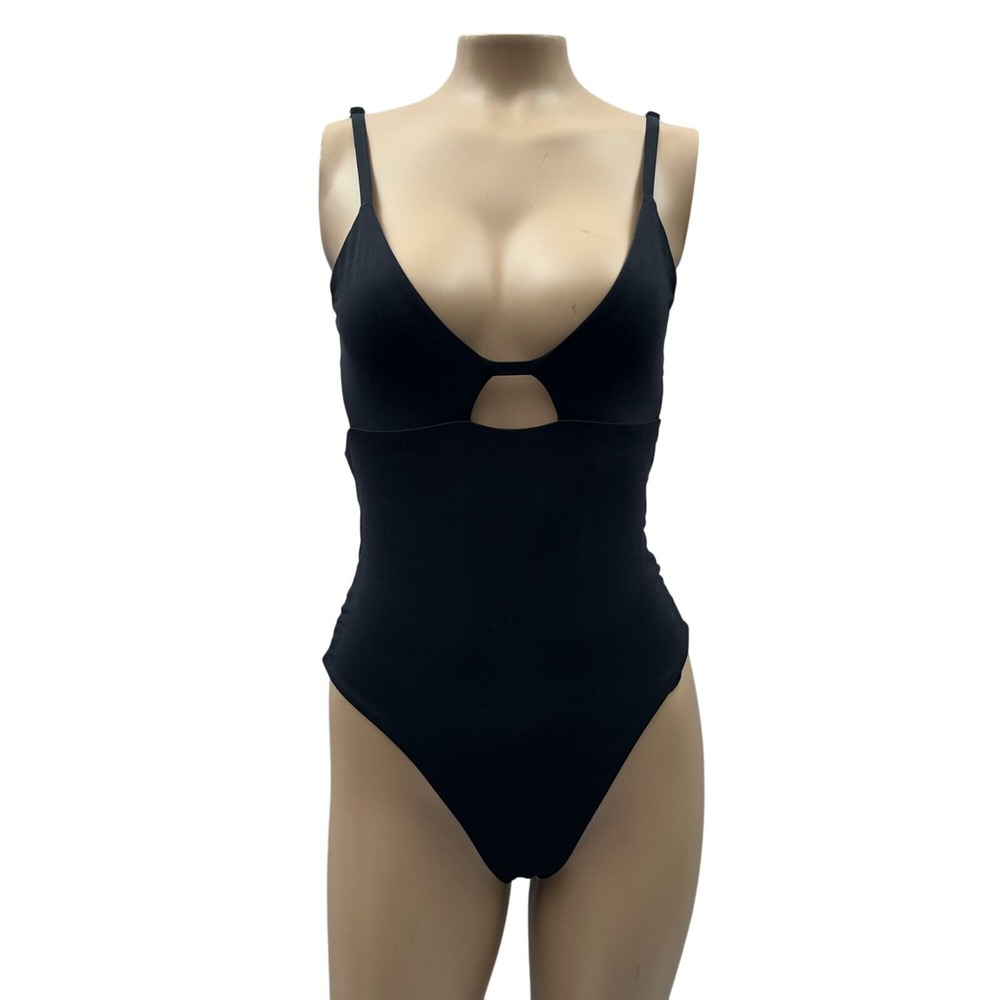 Tavik Swimwear Black One-Piece Swimsuit V-Neck Cutout Adjustable M
